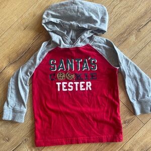 2T Santa's Cookie Tester Kids Hoodie - Red and Gray